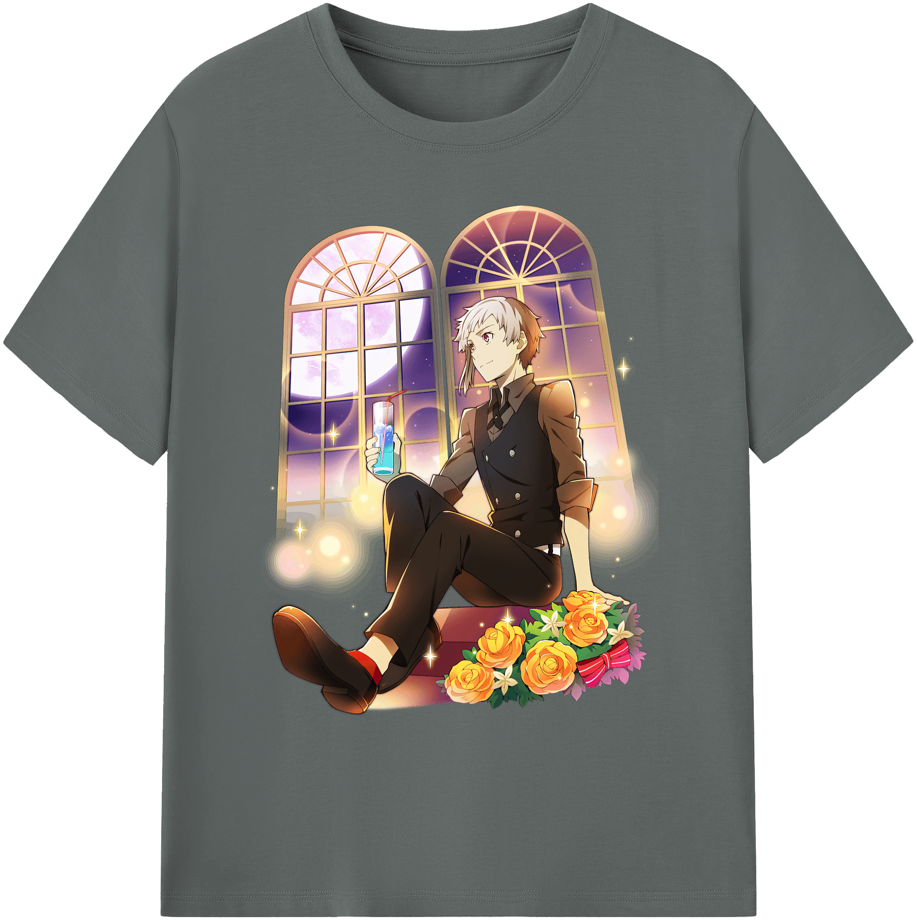 （画像用） 文豪ストレイドッグス Bungo Stray Dogs 綿100％ メンズ半袖Tシャツ｜肌触りやわらか＆通気性